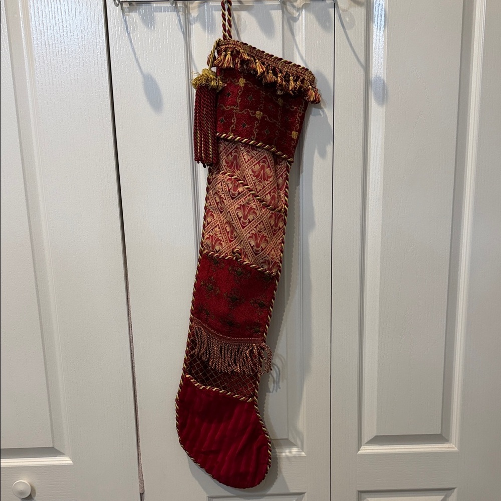 Burgundy and Gold XXL Vintage Holiday Card Stocking